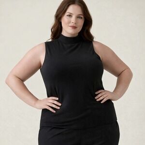 Athleta Outbound II Tank Top Black Mock Neck Sleeveless Shirt 3X Womens